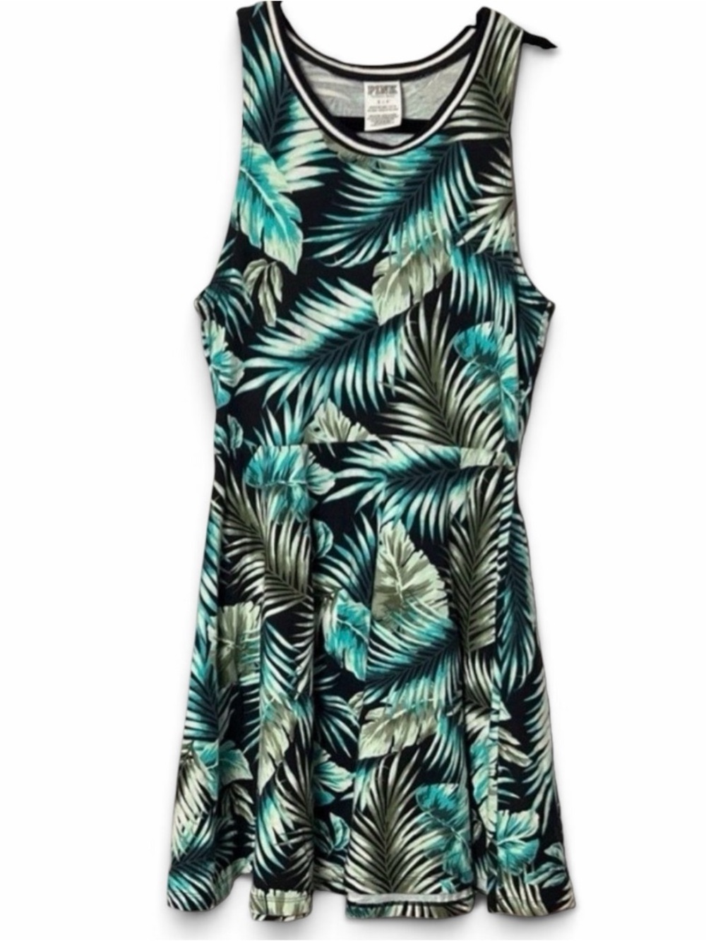 PINK Victoria's Secret Tropical Leaf Print Sleeveless Dress Size Small Petite
